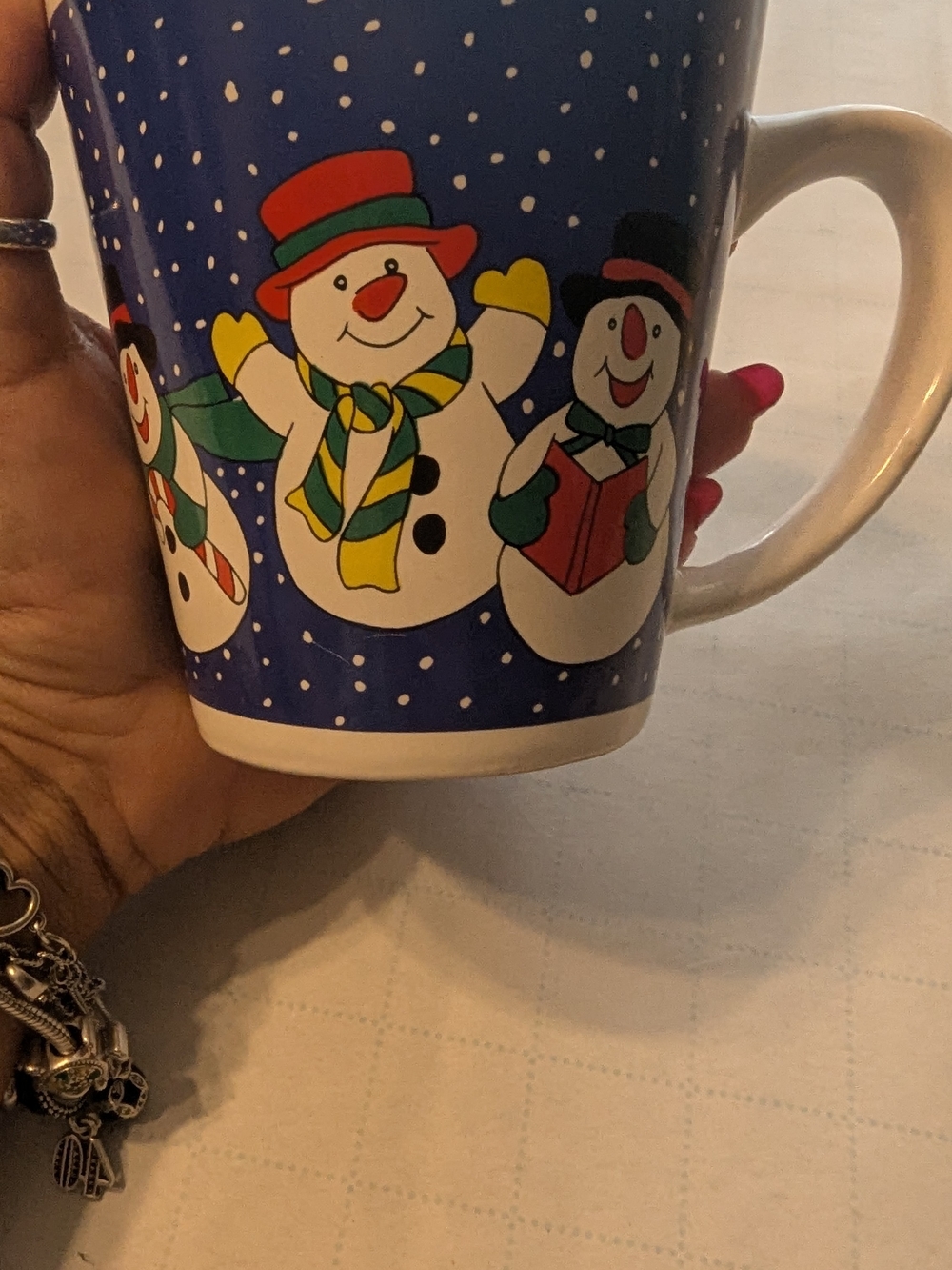 Festive Snowman Holiday Mug - Blue